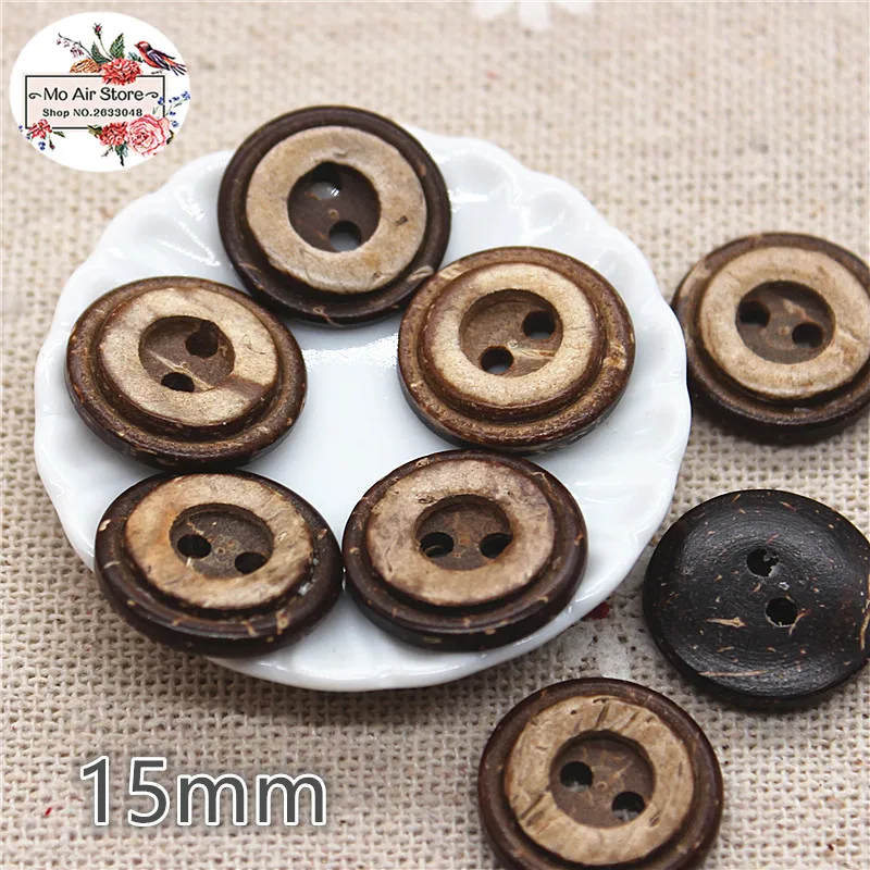 

Круглые пуговицы из кокоса, 15 мм, 50 шт.