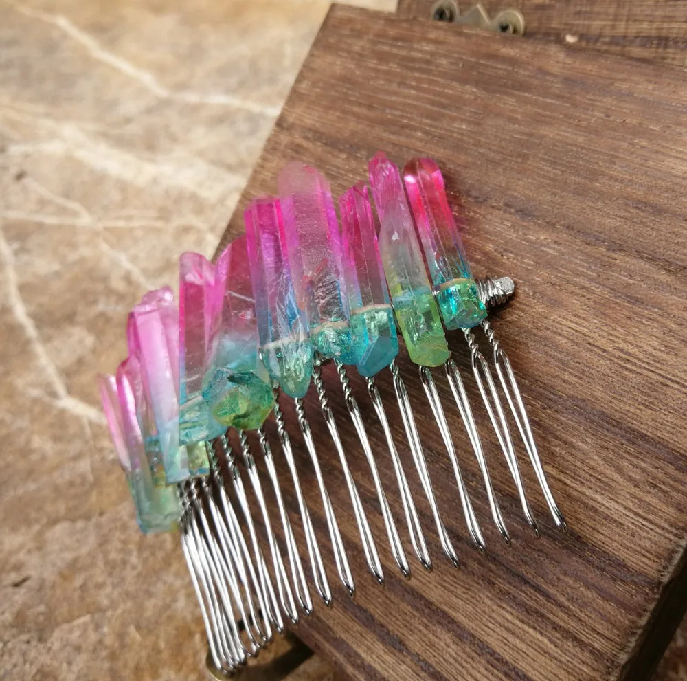 Необработанная Хрустальная корона Ocean Blue Green Opal Angel Aura Quartz серебряная с подвесом