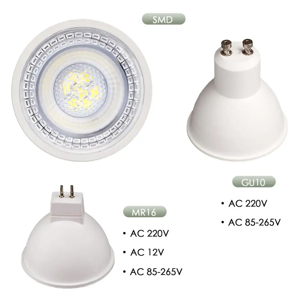 GU10 MR16 Светодиодный точечный светильник GU5.3 SMD 6 Вт AC 12 В 220 в 230 240 110 Точечный bombilas