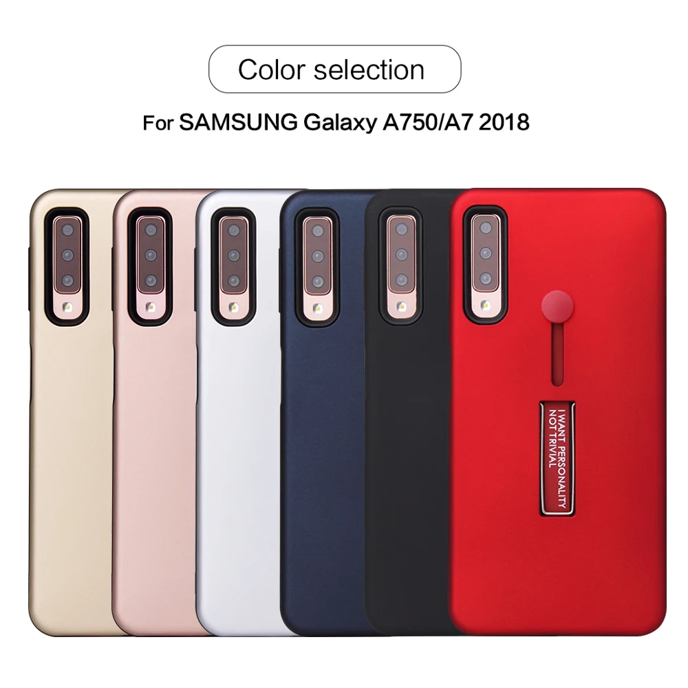 Для Samsung Galaxy A7 2018 A750 Чехол Жесткий ПК с подставкой кольцо защитный чехол на заднюю