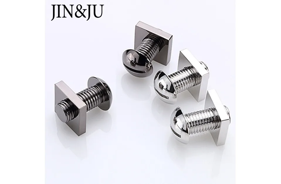 JIN& JU Новые запонки с металлической гайкой для мужчин с черным пистолетным покрытием Новинка крутой винт мужской костюм рубашка Зажимы для галстука и запонки