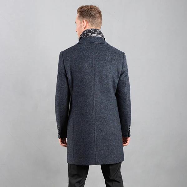 JACK-LLEEN Brand Winter Wool Long Coat Jacket Double Breasted Casual Fashion Section Turn-down Collar Cotton Liner J8573M | Мужская
