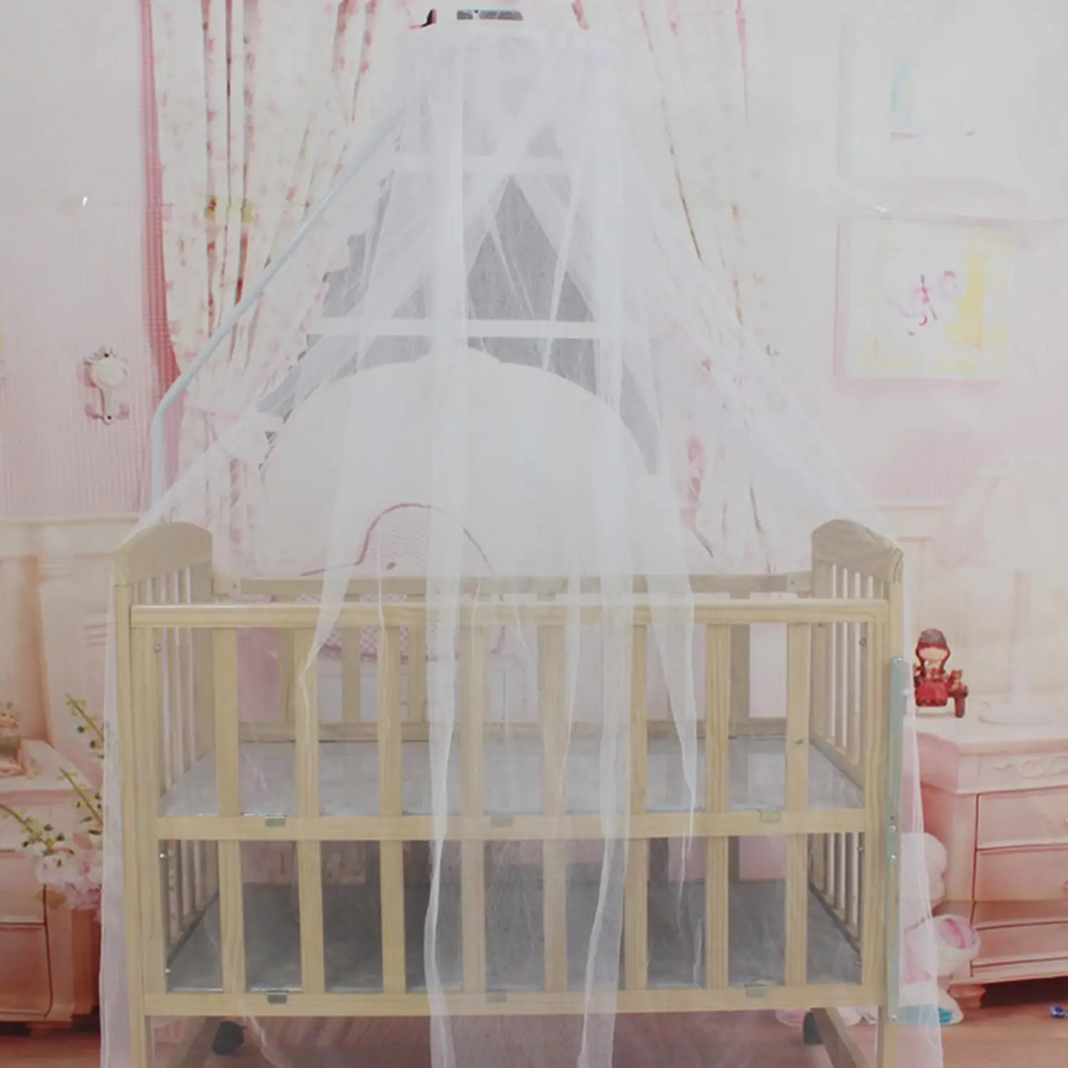 New Fashion Hot Sale Baby Bed Mosquito Nylon Net Cover Lace Foldable and Breathable Mesh Royal Court Style Canopy for Cribs | Дом и сад