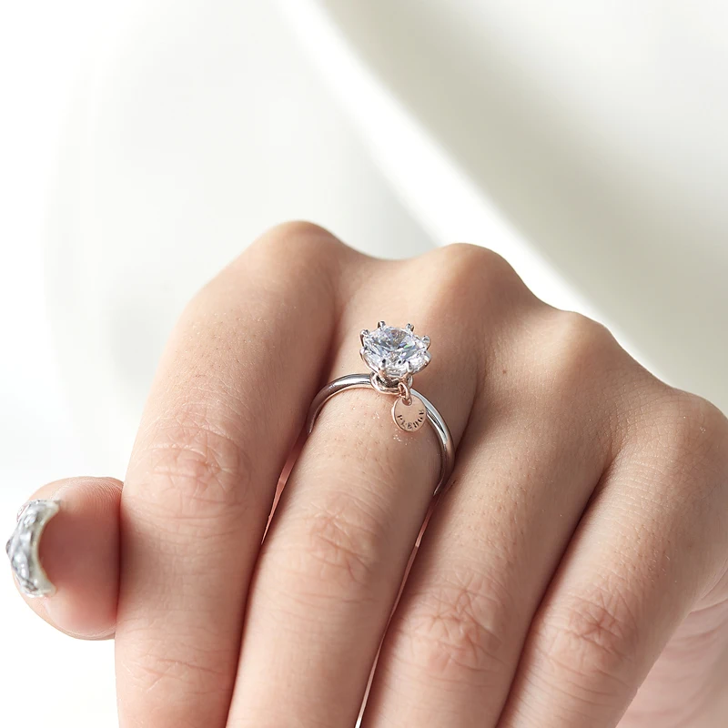 Твердое 18 к белое золото AU750 2.0ct 3ct 5ct круглый вырез DF обручальное кольцо на головщину Moissanite кольцо для женщин