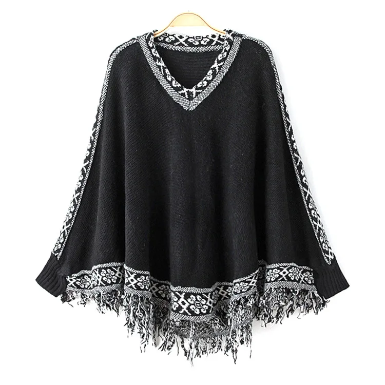 Женский свитер с бахромой Зимний пуловер рукавом летучая мышь 6 цветов |