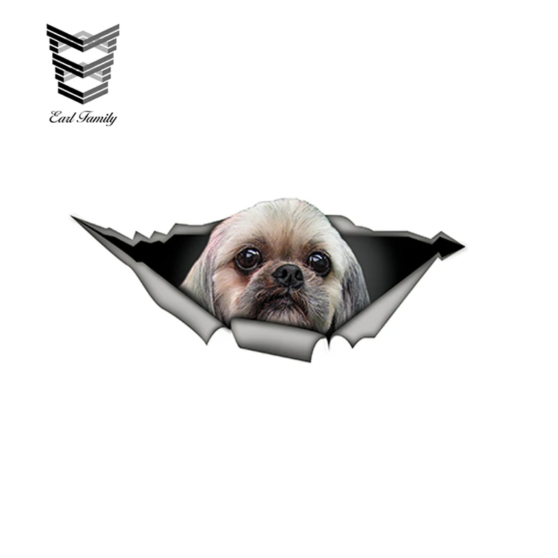 EARLFAMILY 15 см x 6 Shih tzu 3D наклейки на автомобиль смешные Домашние животные Необычные
