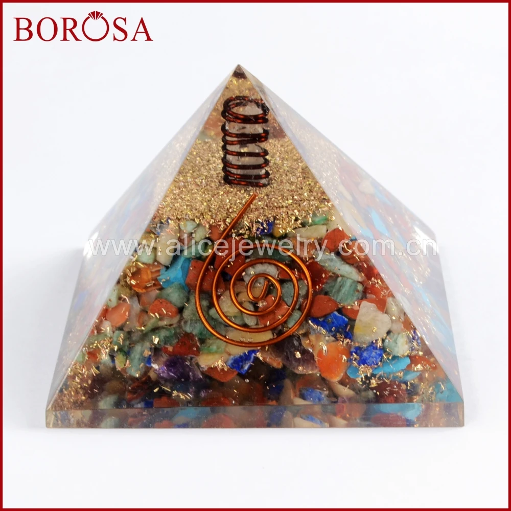 BOROSA Jewelry 1/2 шт Новый Стиль Радуга Multi вид щебня чакра оргонная Пирамида башня