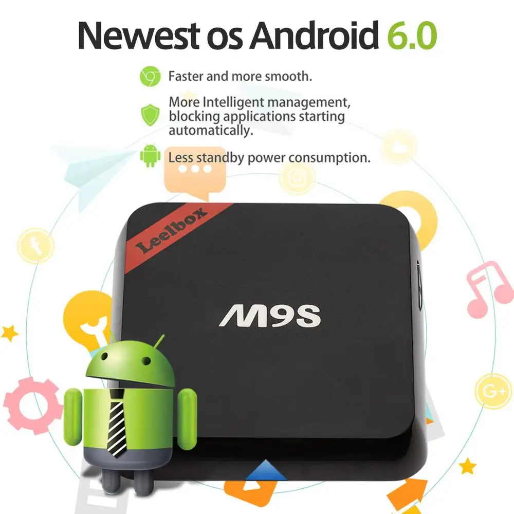 Leelbox M9S Android ТВ-бокс 6 0 Smart tv BOX 2 Гб 16 Amlogic S812 четырехъядерный 4 ГГц WiFi телеприставка