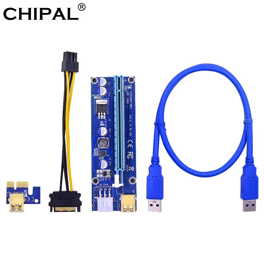 CHIPAL Golden VER009S PCI E Райзер карта 009S Express PCIE 1X до 16X 100 см 60 USB 3 0 кабель 6 контактный