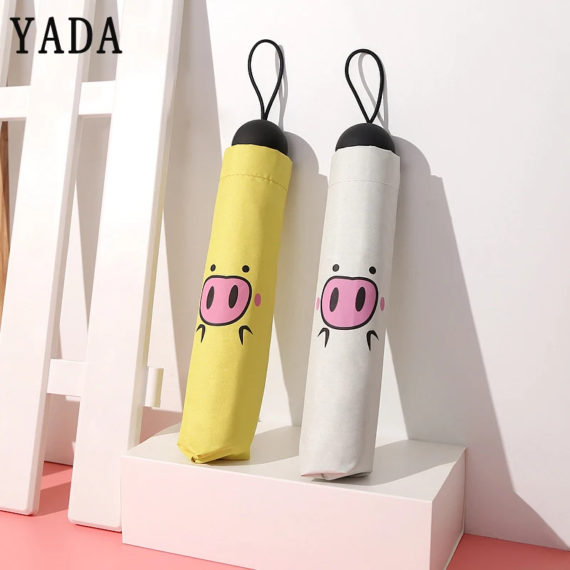 

YADA Cartoon Cute Pig Pattern Folding Umbrella Rain Women uv High Quality Sun Umbrella For Womens Windproof Pig Umbrellas YS601