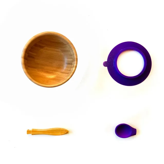 Violet PlateandSpoon Бутылочка для кормления ребенка ложка и вилка набор, расположенных бамбуковая доска с Защита от проливов, оставайтесь на месте всасывания кольцо - Цвет: Violet PlateandSpoon