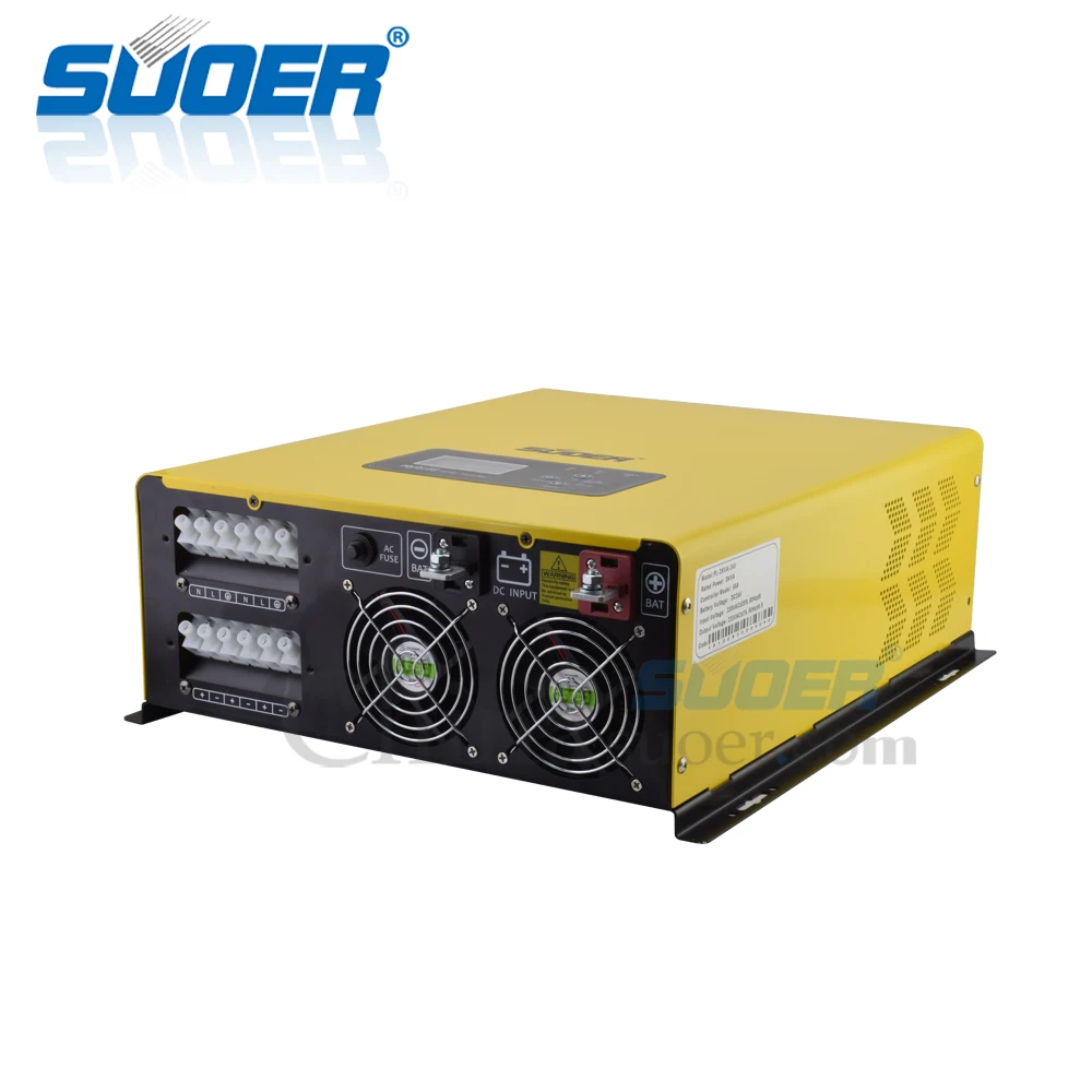 Suoer【Hybrid inverter】24 В постоянного тока до 220 В переменного тока 3 кВА Чистая синусоида вне сети с 50A зарядное устройство и ШИМ Солнечный контроллер(PL-3KVA