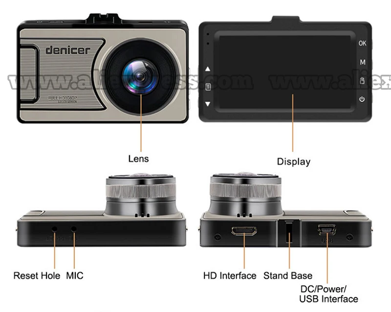 Автомобильный видеорегистратор Full HD 1080P DVR с углом обзора 170 градусов, видеорегистратор с функцией ночного видения