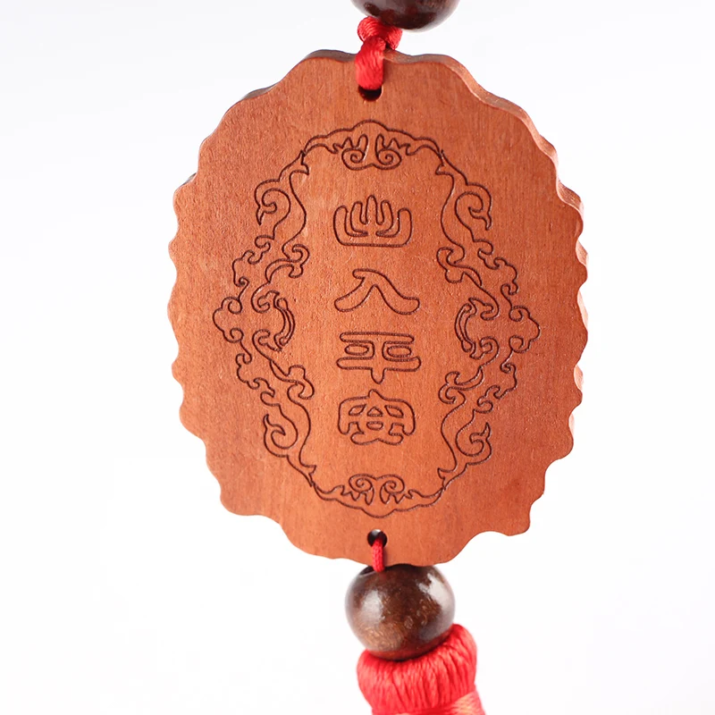 Traditional Handmade Wood Carved Had Peace All Year Round Symbol Key Ring Good Luck Pendant Keychain Car Interior Accessories | Автомобили