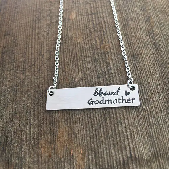 2018 Новое прямоугольное ожерелье из нержавеющей стали с надписью Godmother