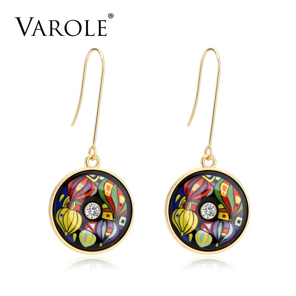 Gold Color VAROLE, модные женские серьги, винтажные индийские Висячие серьги для женщин, окрашенные классические богемные геометрические стильные женские серьги - Окраска металла: Gold Color