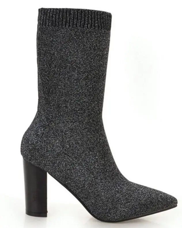 Zapatos mujer sapato до середины икры Женские ботинки Коренастый Обувь на высоком каблуке