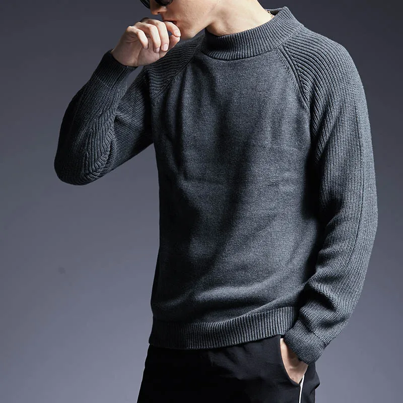 

New Fashion Brand Sweater Man Pullovers Turtleneck Slim Fit Jumpers Knitwear Thick Autumn Korean Style Casual Mens Clothes