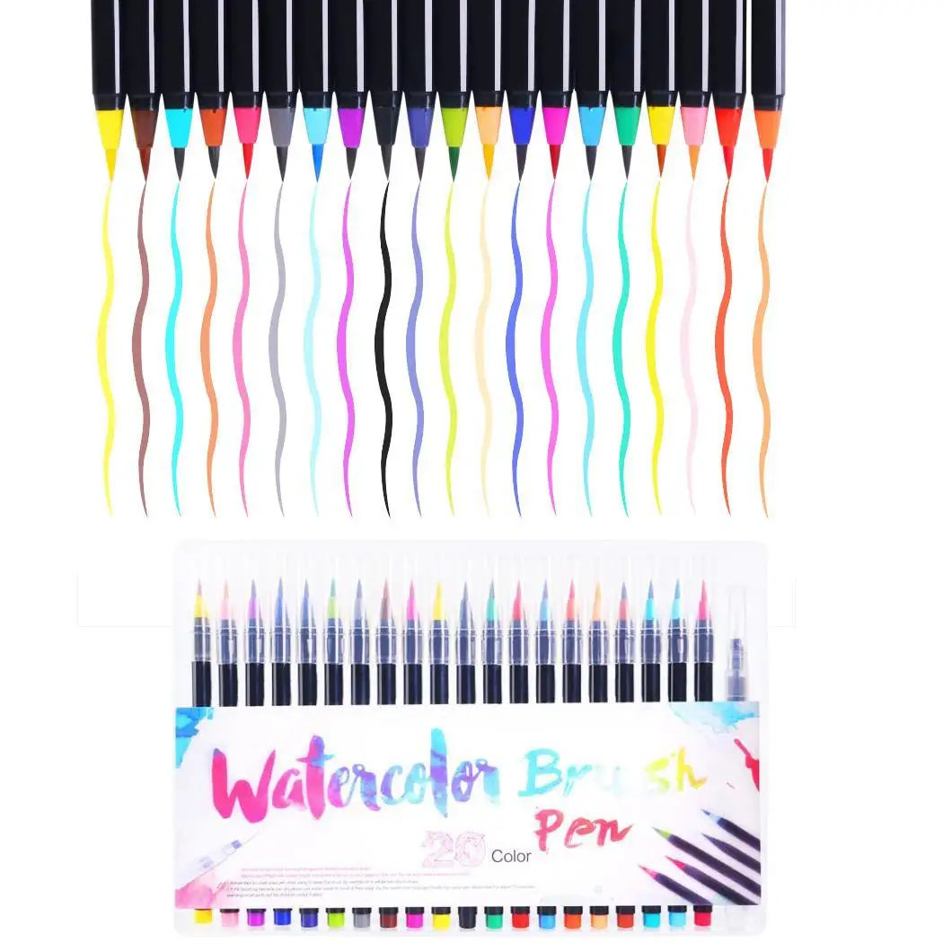 Multicolor Watercolor Brush Pens School Drawing Office 20 Pcs/Set 15.2cm Home etc Supplies | Канцтовары для офиса и дома