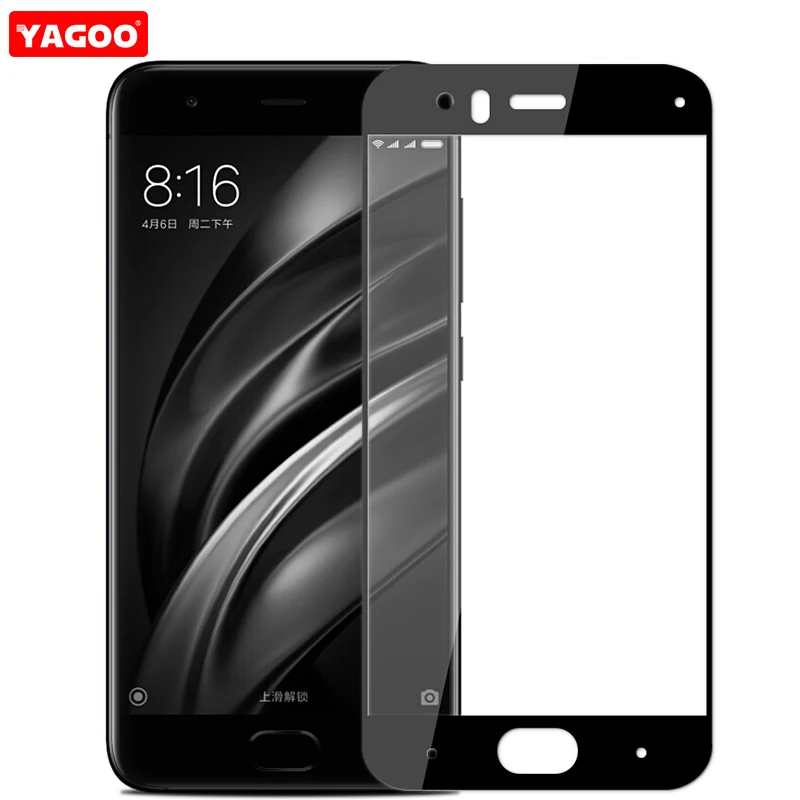 Yagoo черная рамка стекло для Xiaomi Mi 6 телефон Fulll крышка край экрана протектор