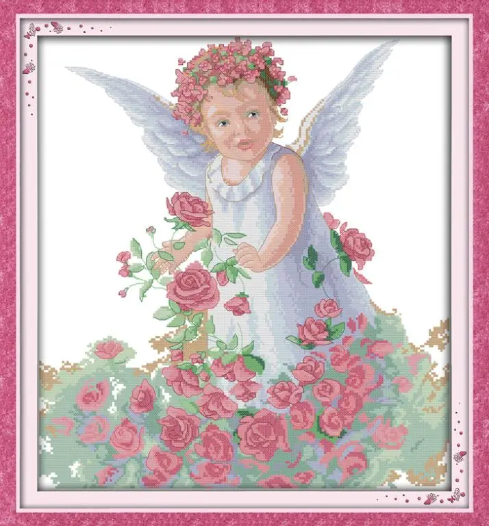 R312 Набор для вышивки крестом Little Angel серии "сделай сам", ручная работа, 14ct, счетный напечатанный холст 11ct, ткань для вышивки - Цвет: R312