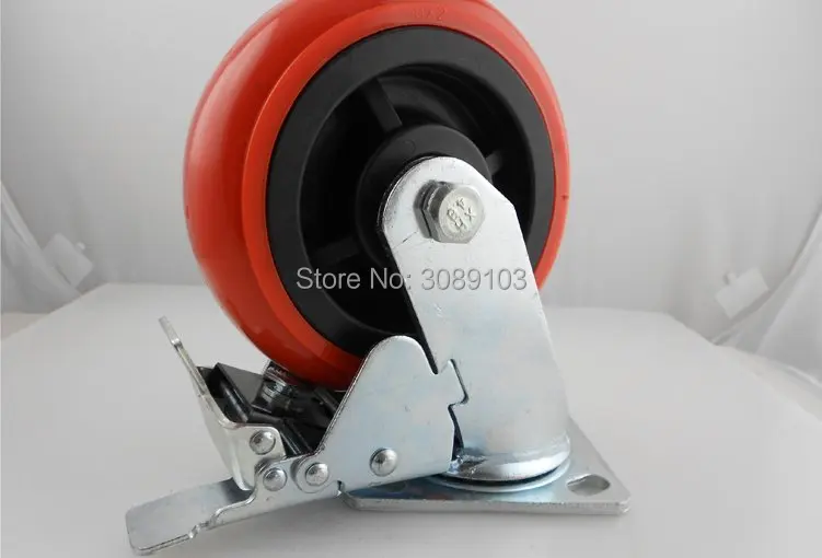 4 шт ПВХ/ПУ красный корейский дюймовый сверхмощный мебельное колесико из пвх