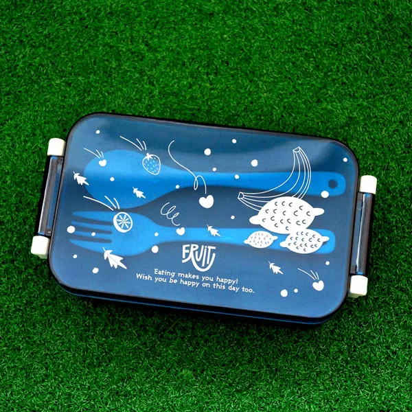 Navy blue Meltset 450 мл Bento Ланч-бокс с микроволновкой пластиковый контейнер для еды салат и суши снэк-бокс для пикника 4 цвета - Цвет: Navy blue