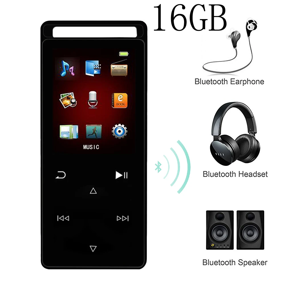 Bluetooth4.0 MP3 музыкальный плеер 16 Гб сенсорный ключ 1 8 дюймов TFT цветной экран