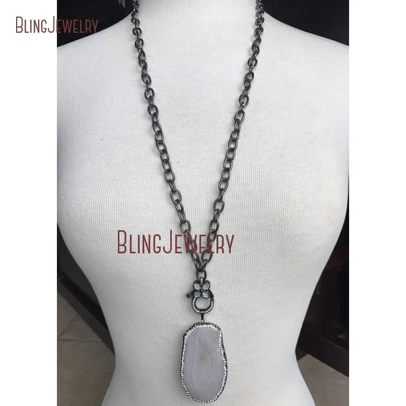 Pave Crystal Druzy Agates каменные подвески со стразами Gunmetal Цветочные застежки на