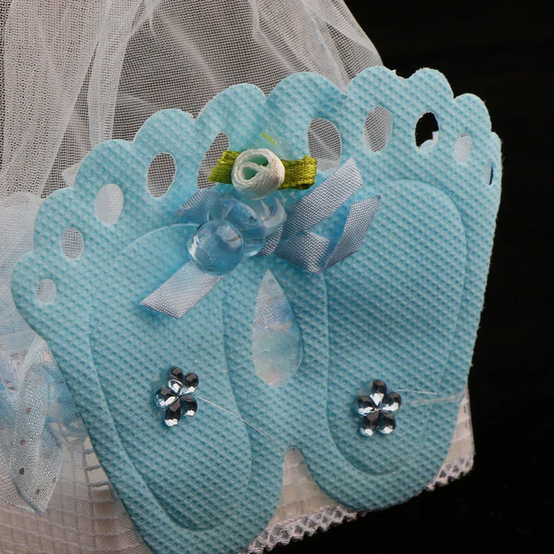 12 шт./компл. ноги младенца коробка конфет Baby Shower сладкие сумка следы на пляже за свободная лента подарочная коробка для крещения контейнер для конфет