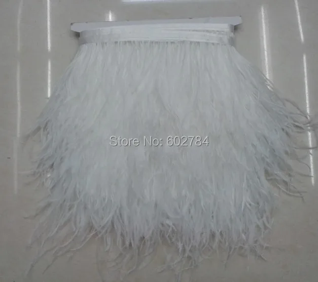 

Free Shipping 10meters 8-10cm width White Ostrich Feather Ribbon feather fringe Feather trimming