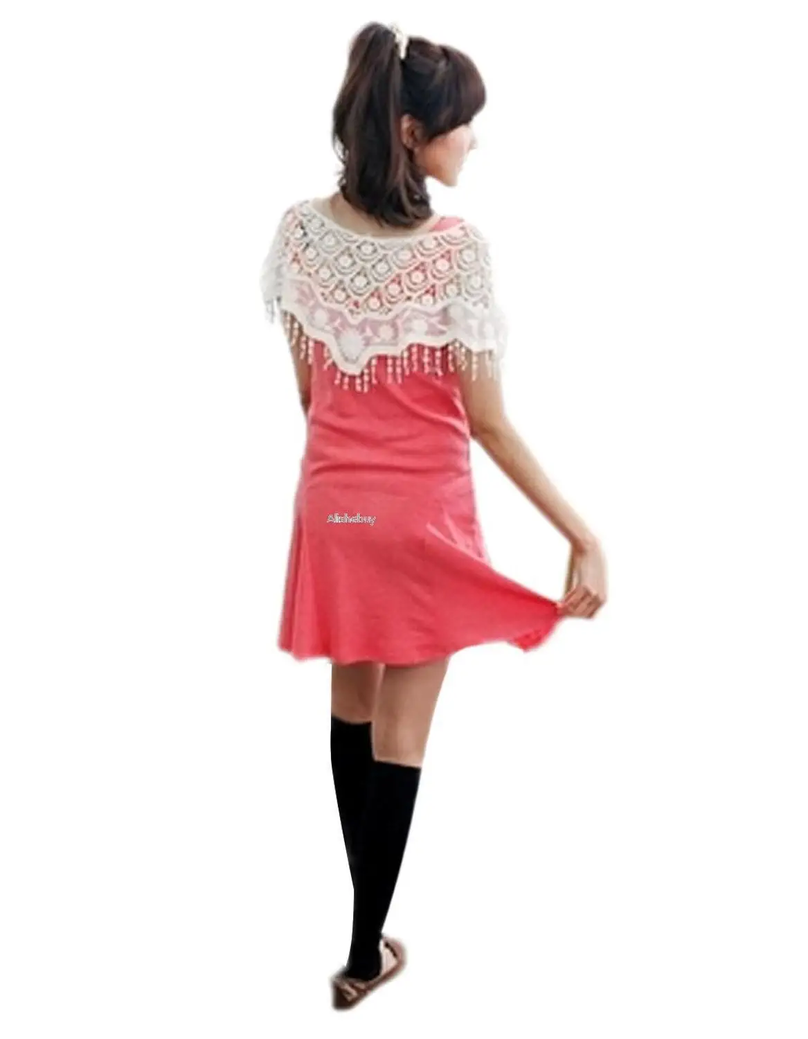 Летняя женская прозрачная шаль с короткими рукавами и кружевами вязаная крючком