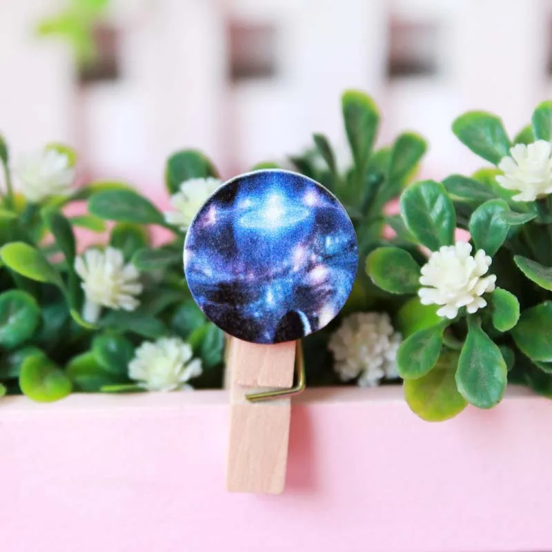

10pcs/sets Starry Sky Wooden Clip Photo Paper Postcard Craft Diy Clips With Hemp Rope Office Binding Supplies