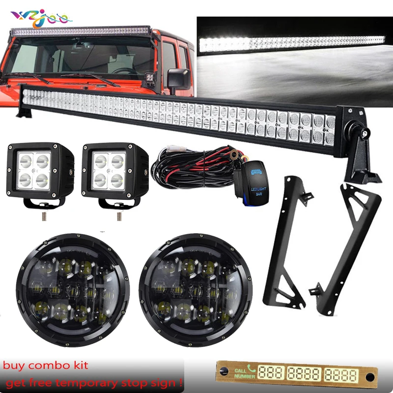 Для 2007 2017Jeep Wrangler JK 52 &quot+ 2x3inchx18W световая панель + кронштейн крепления проводка 7&quot
