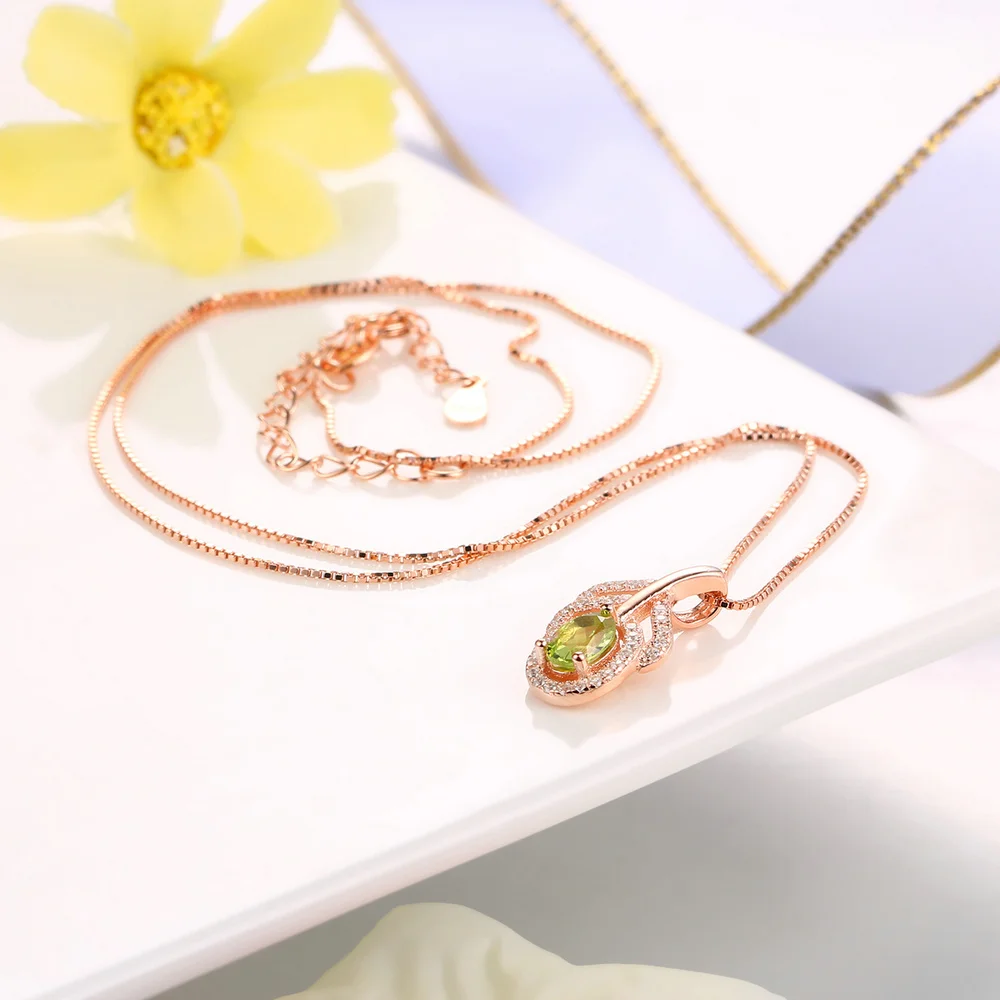 MoBuy Green Peridot Natural Gemstone 2pcs Jewelry Sets 100% 925 Sterling Silver For Women Engagement Party Fine V045EN | Украшения и