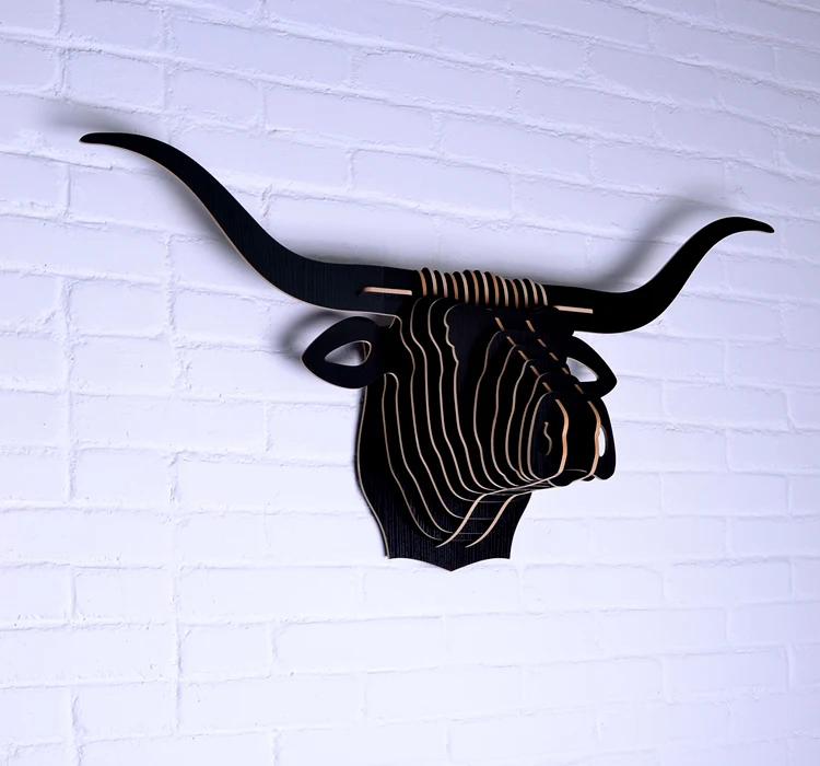 Бык голова стене висит творческий животных buffalo OX глава декор DIY деревянный