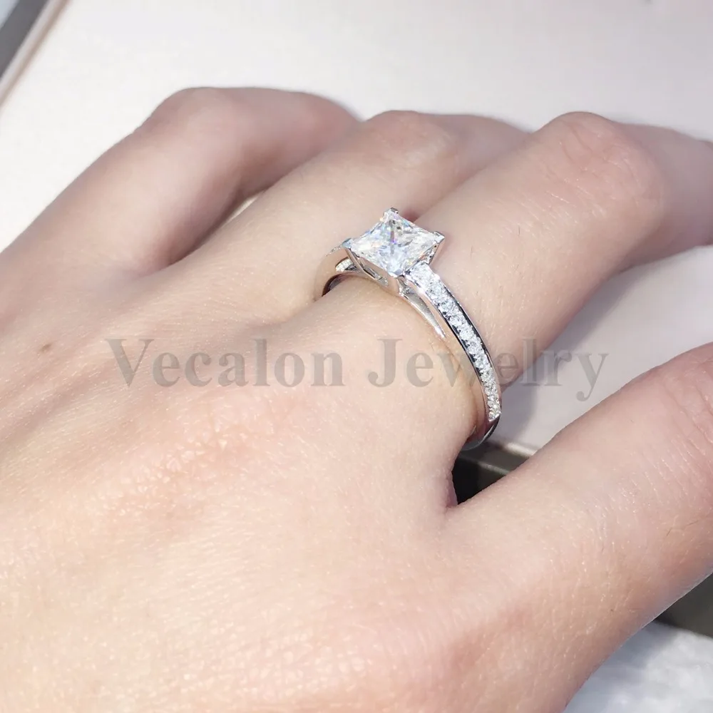 Женское кольцо из серебра 925 пробы с фианитом 2 карата|wedding band ring|band ringwomen fashion rings |