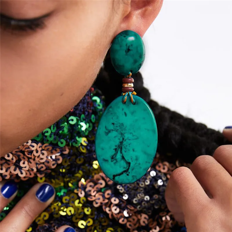 Женские серьги в виде капли воды богемные синие оптовая продажа ZA Новое