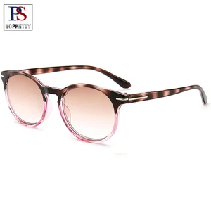 Весенние градиентные серые прозрачные очки для чтения из поликарбоната, очки для дальнозоркости с круглой оправой для женщин (+ 1,00-+ 4,00) A8145