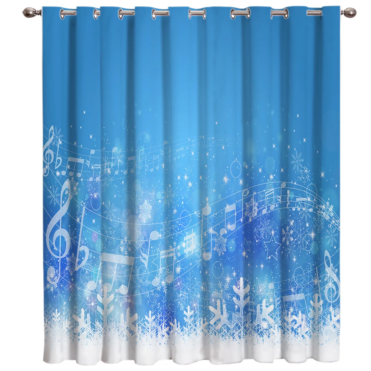 Синие небесно белые снежные рождественские занавески на окна темные для ванной