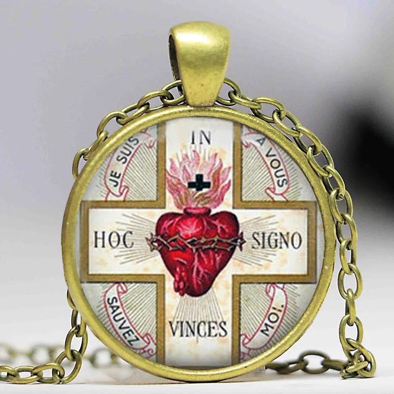 Ожерелье с подвеской в виде Священного Сердца. Сахарный сердечник. Пламенное