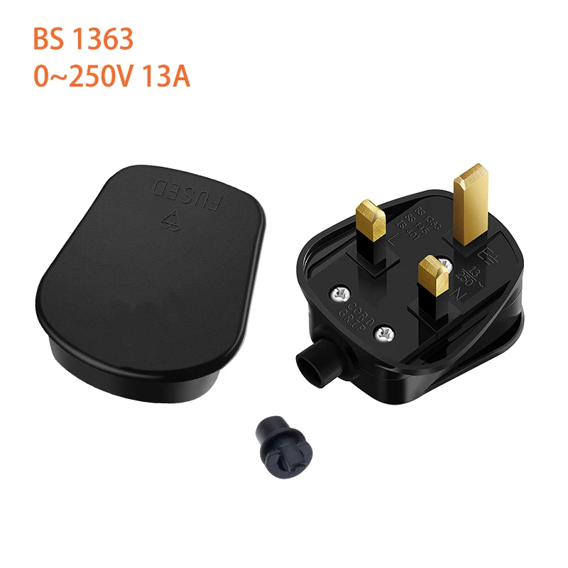 Black Rdxone UK 3 Pin 13A вилки заземленные 250 В британский сетевой разъем 3 Pin плавленый BS1363 адаптер кабеля питания соединитель провода конвертер - Цвет: Black