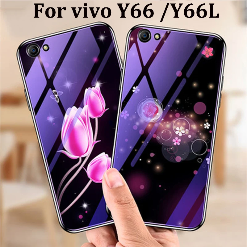 Чехол для vivo Y66 задняя крышка из синего закаленного стекла Y66L чехол VIVOY66 чехлы