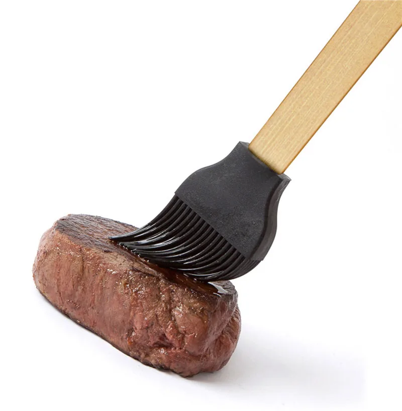 1 шт. 8 ''кисточка для смазывания гриля деревянной ручкой низкотемпературный