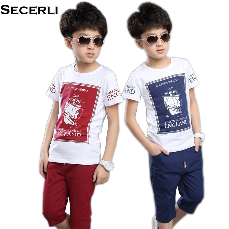 Boys Summer Set Kids T Shirt Shorts Children Cotton Short Sleeve Boy Clothing 3 to 14 Years Sport Suit | Детская одежда и обувь