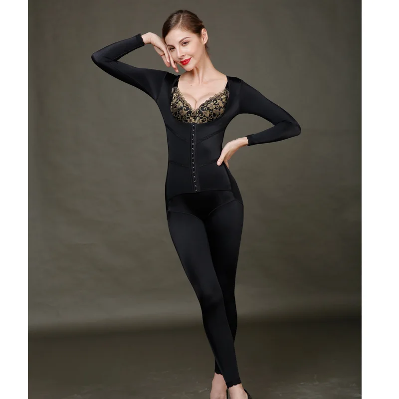 Высокое качество женский цельный сексуальный длинный рукав боди Корректирующее