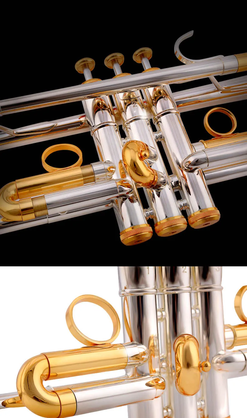 JAZZOR JZTR-800 профессиональные трубы B плоские золотые и серебряные латунные духовые инструменты с Чехол мундштук