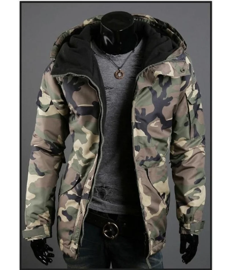 Для Мужчин's Повседневное камуфляж с капюшоном ветрозащитная куртка