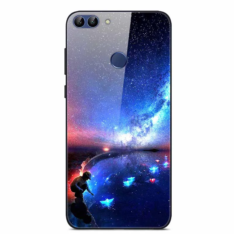 Чехол из закаленного стекла для Coque huawei P Smart, мягкий бампер, 3D печать, Funda для huawei P Smart, FIG-LX1 чехол для телефона
