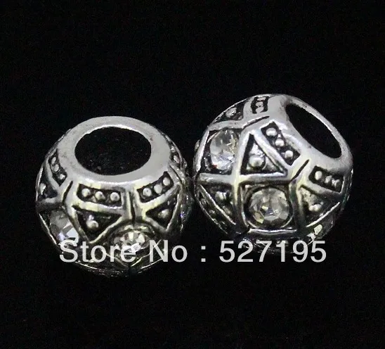 

antiqued Silver Clear Czech Crystal European Charm Spacer Beads fit bracelet